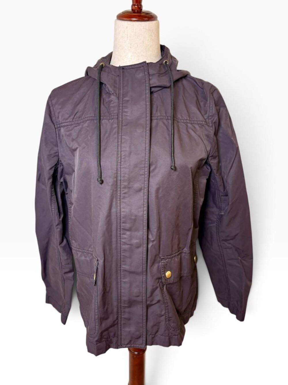 J.Crew Mercantile Black Water Resistant Hooded Rain Jacket Medium